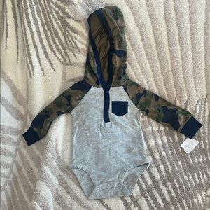 Carter's Gray and Camouflage Hooded Bodysuit